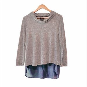 W5 Black & White Striped Long Sleeve Cowl Neck Top